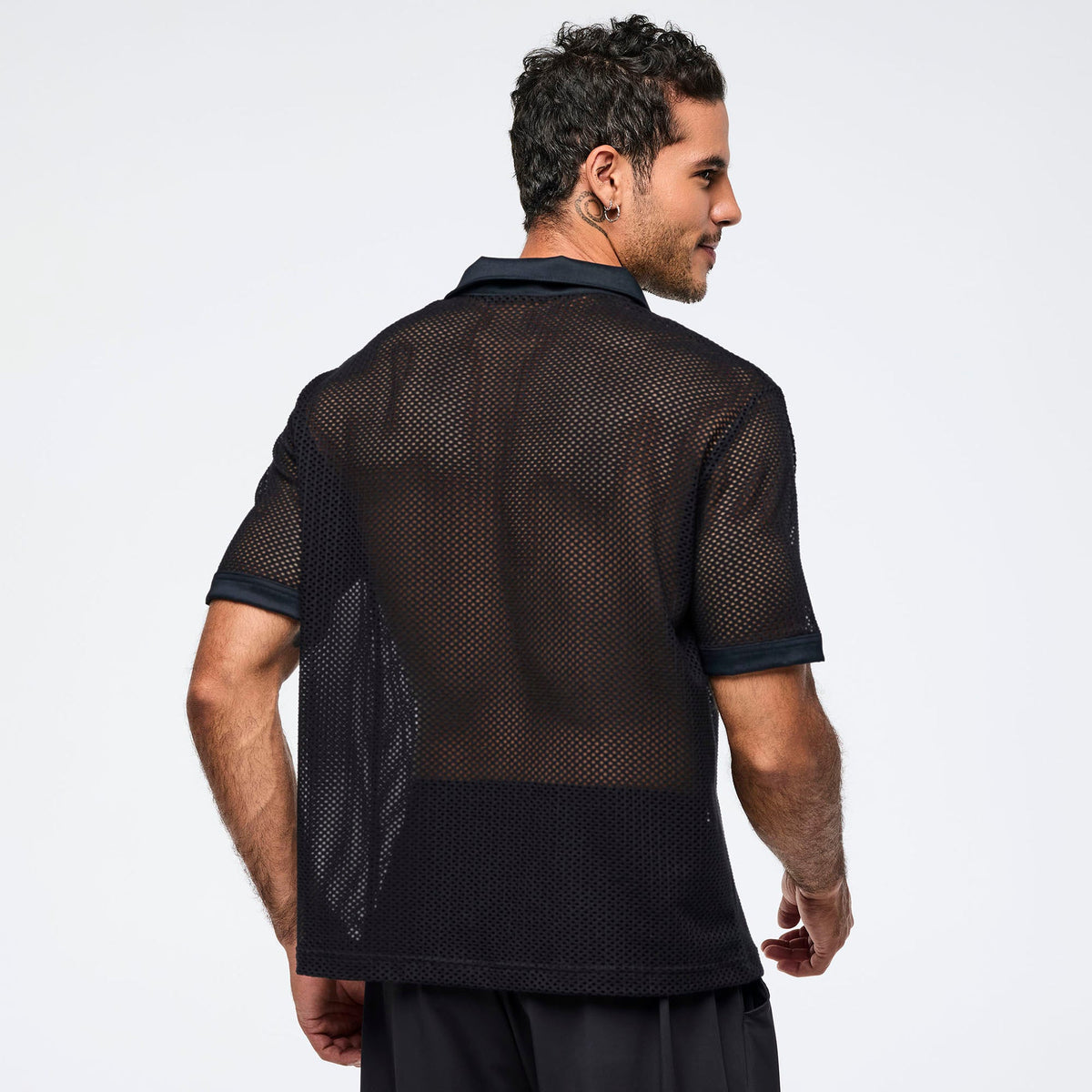 Zumba Basic Oversized Mesh Polo - Bold Black Z1T001251