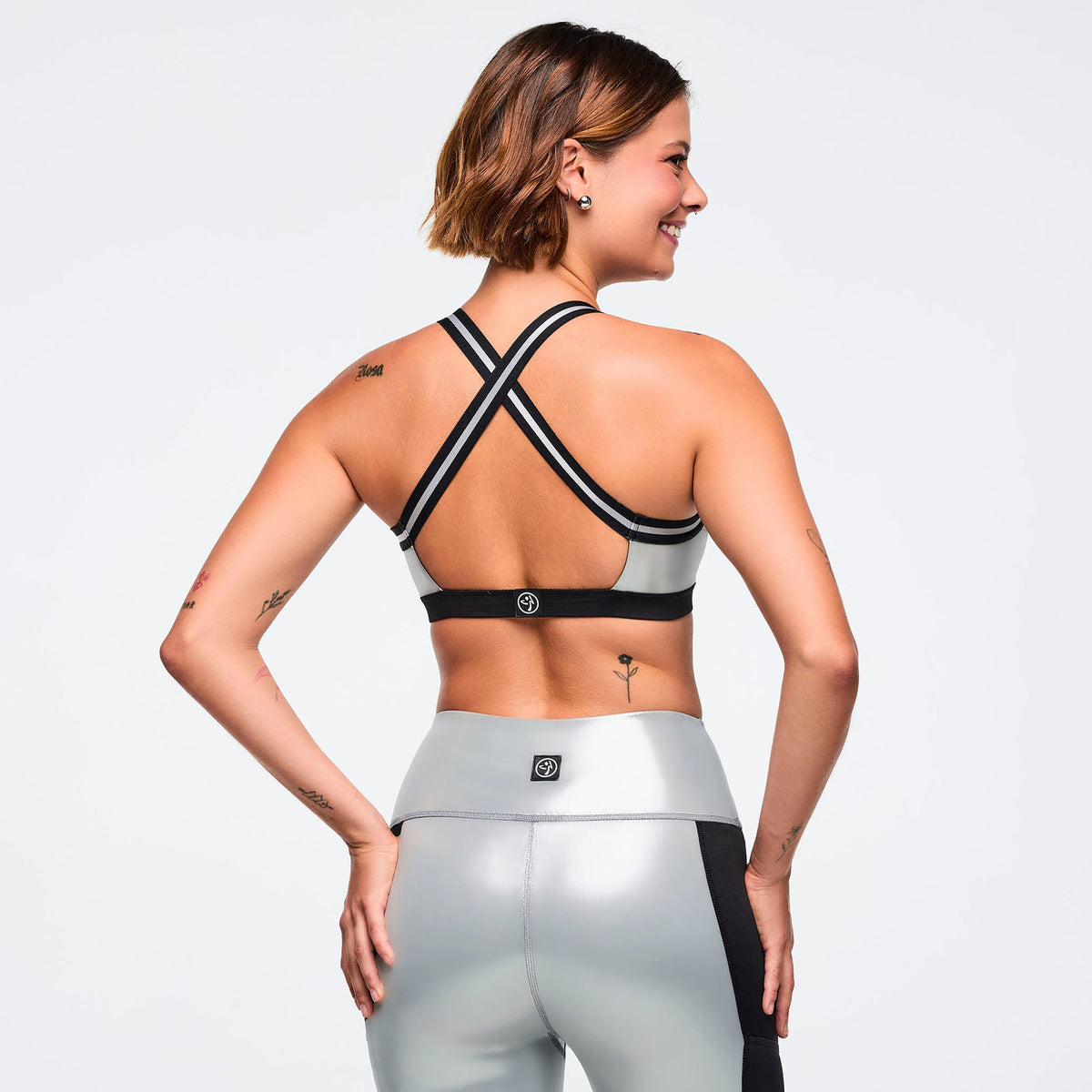 Zumba 25 Open Back Scoop Bra - Black/Silver Z1T001254