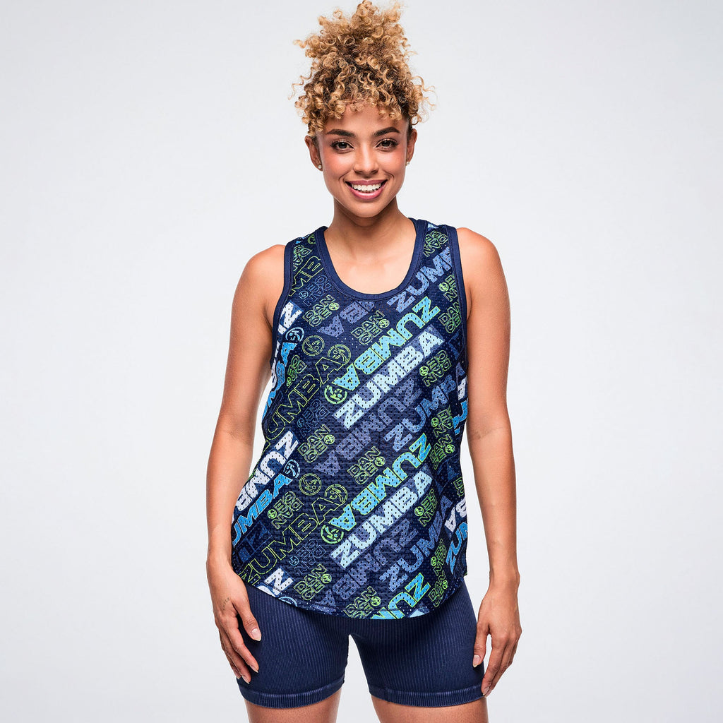 Jean Jamz Basketball Tank - Navy/Green Z1T001266