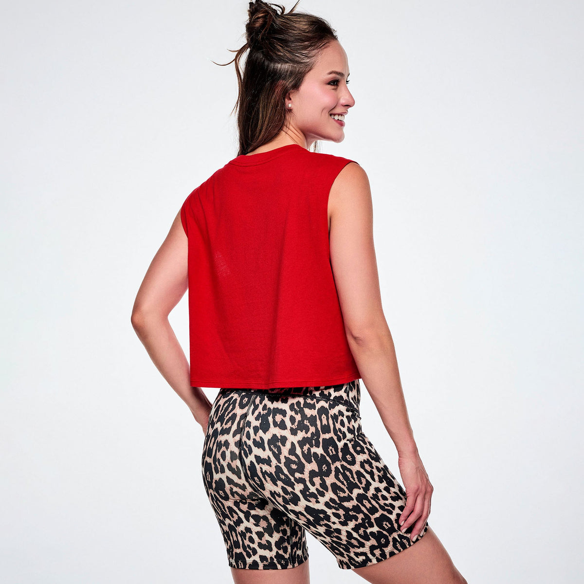 Rock 'n' Roll Crew Neck Muscle Crop Tank - Racing Red Z1T001286