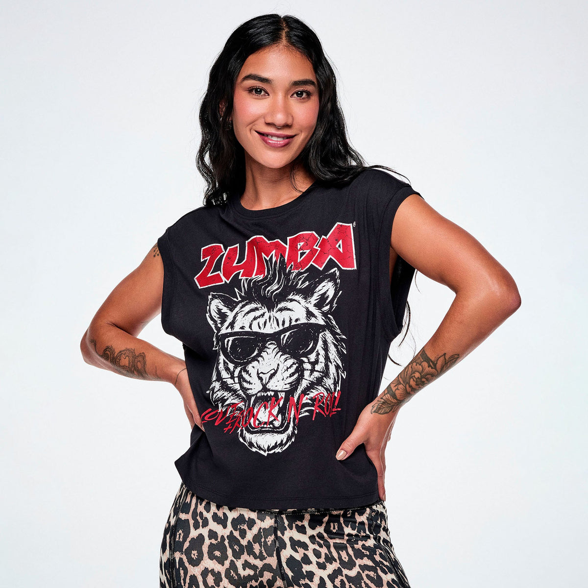 Rock 'n' Roll Extended Shoulder Loose Tank - Bold Black Z1T001291