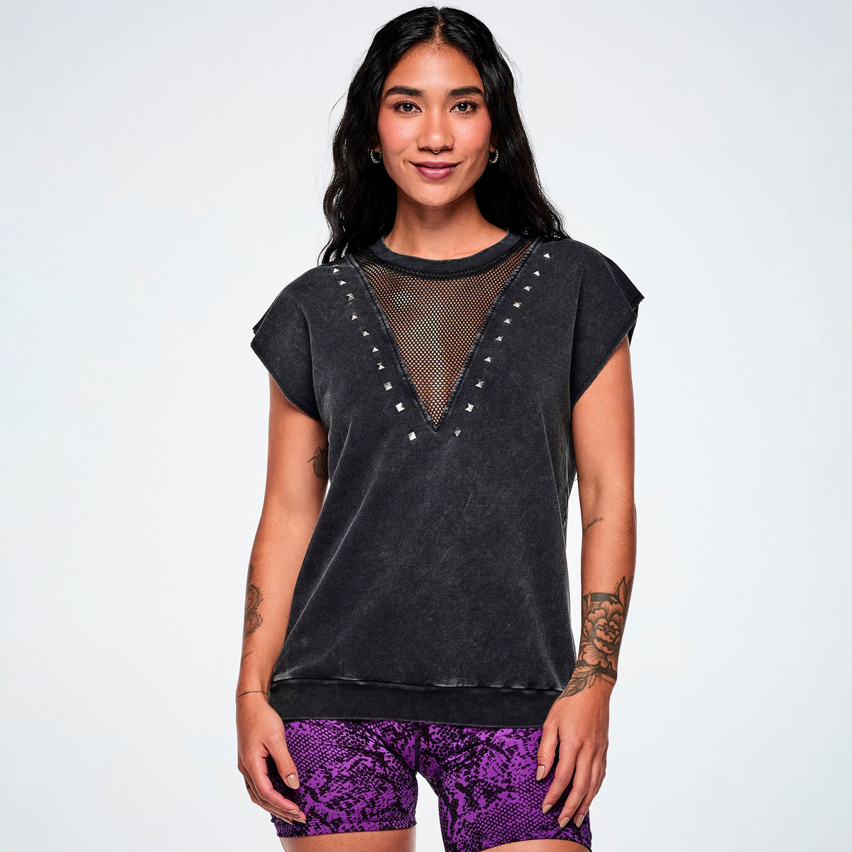 Rock 'n' Roll Loose Top With Mesh - Bold Black Z1T001297