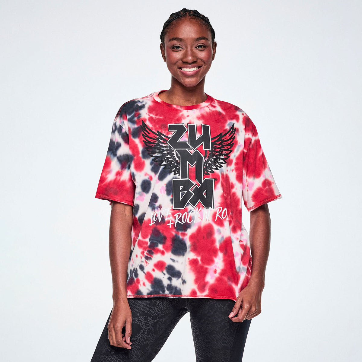 Rock 'n' Roll Boxy Top - Black/Pink Z1T001301