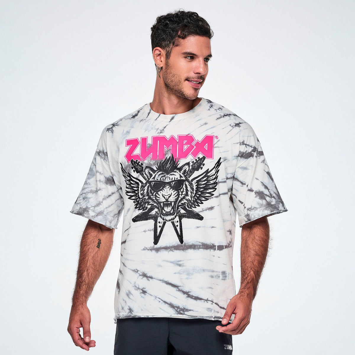 Rock 'n' Roll Oversized Drop Shoulder Tee - White/Black Z1T001303