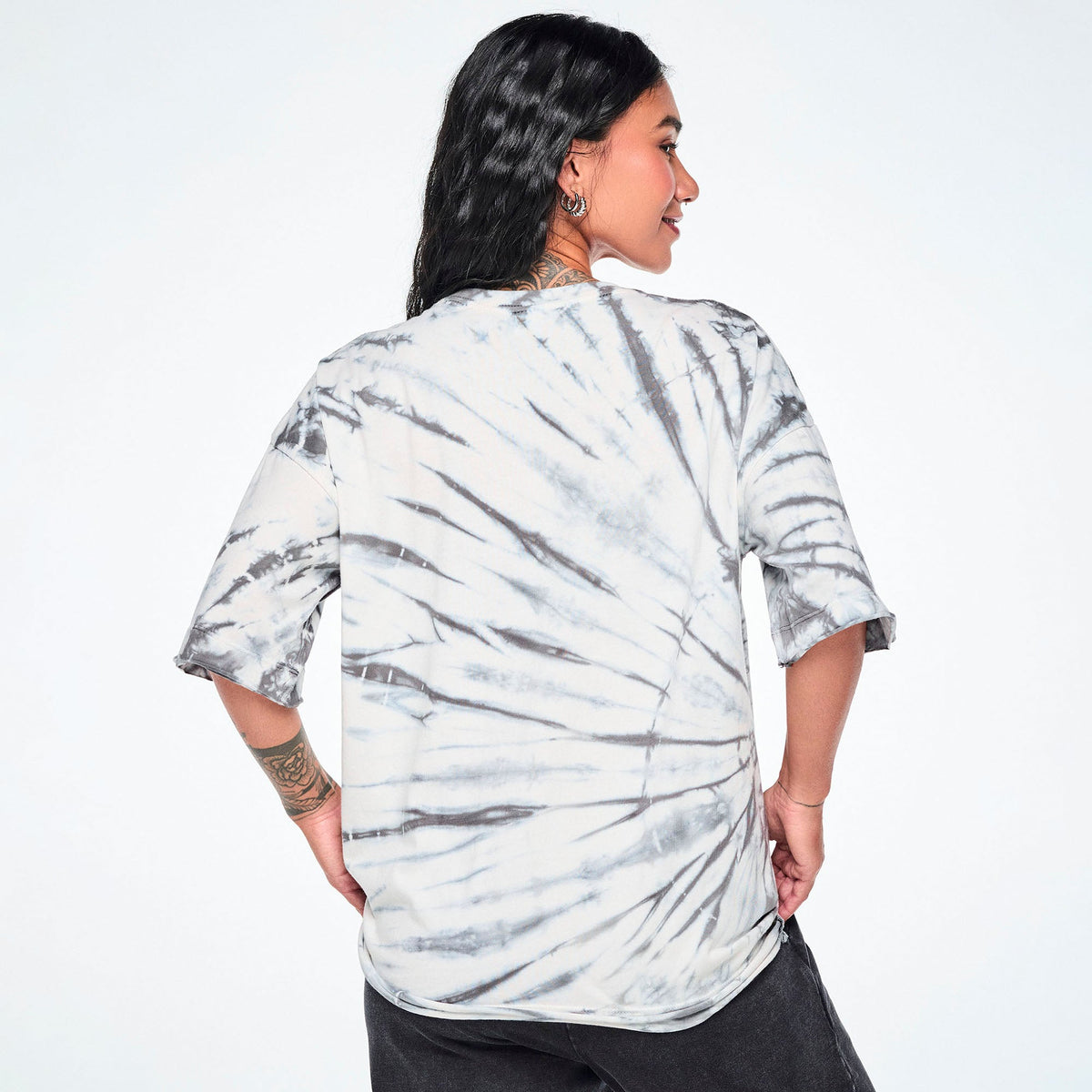 Rock 'n' Roll Oversized Drop Shoulder Tee - White/Black Z1T001303