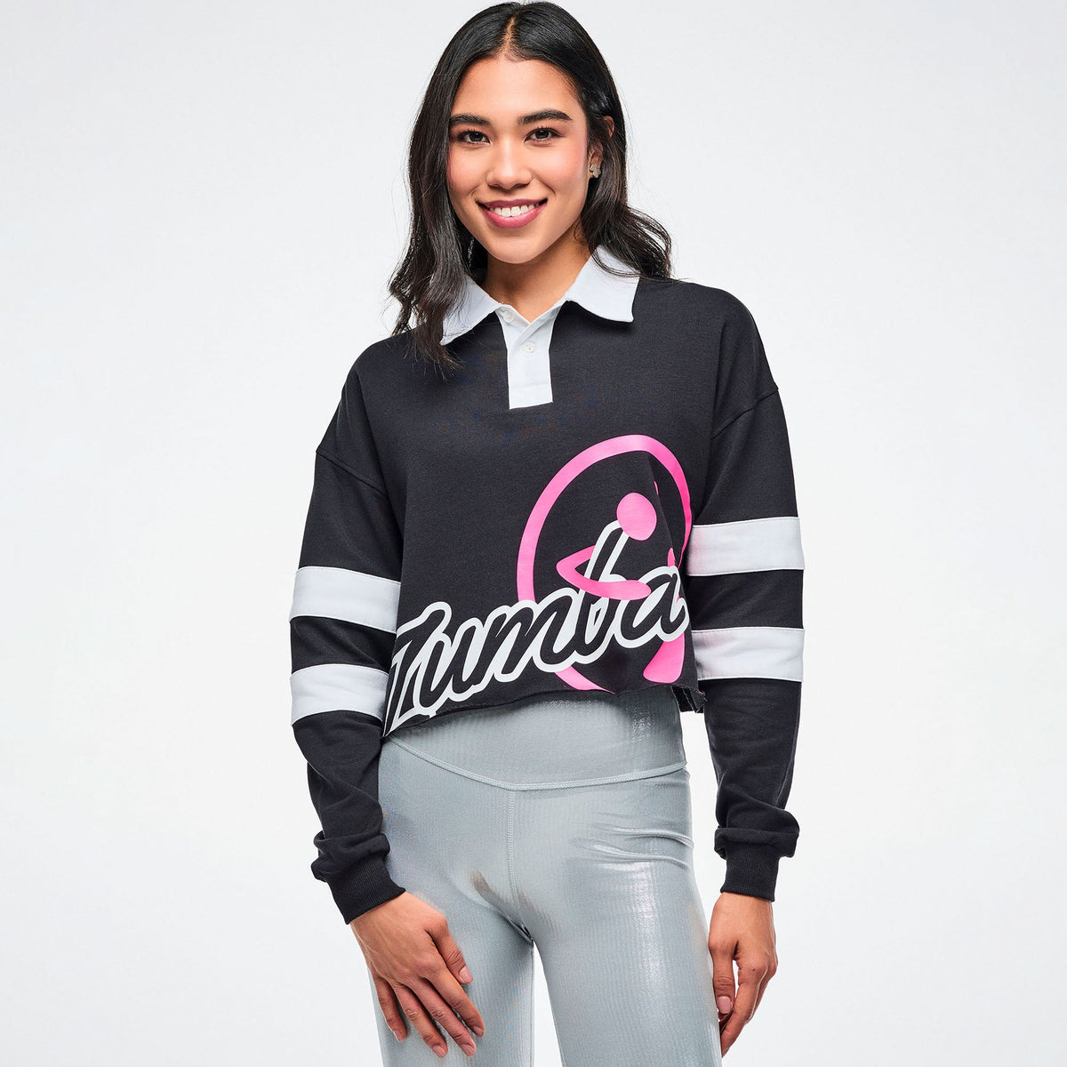 Dale-Z Long Sleeve Crop Polo - Bold Black Z1T001324