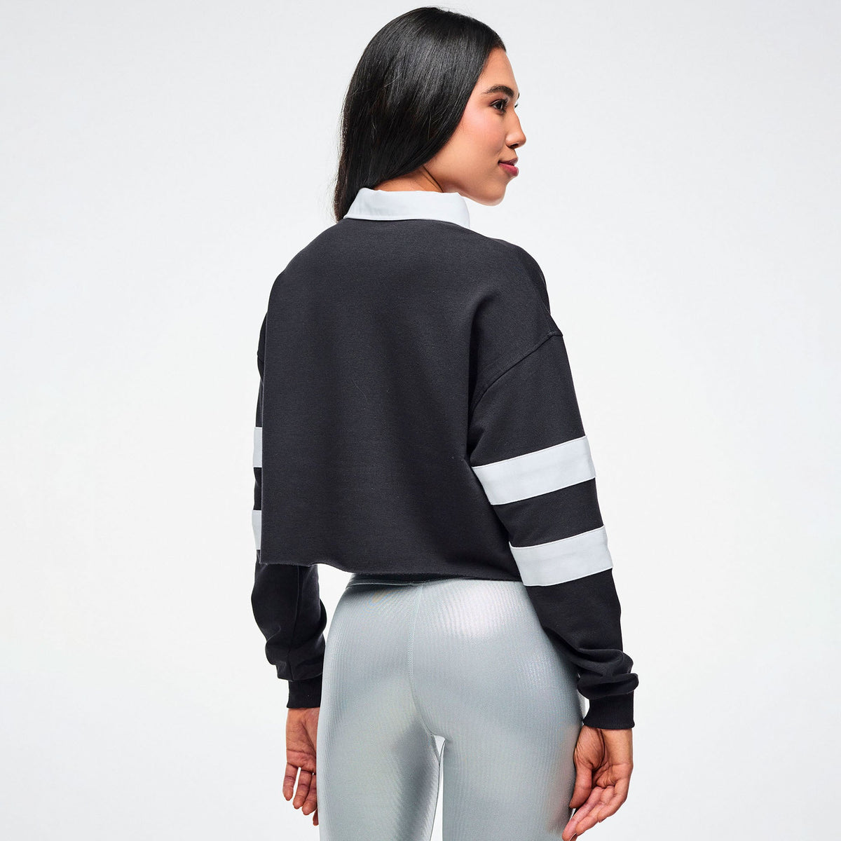 Dale-Z Long Sleeve Crop Polo - Bold Black Z1T001324