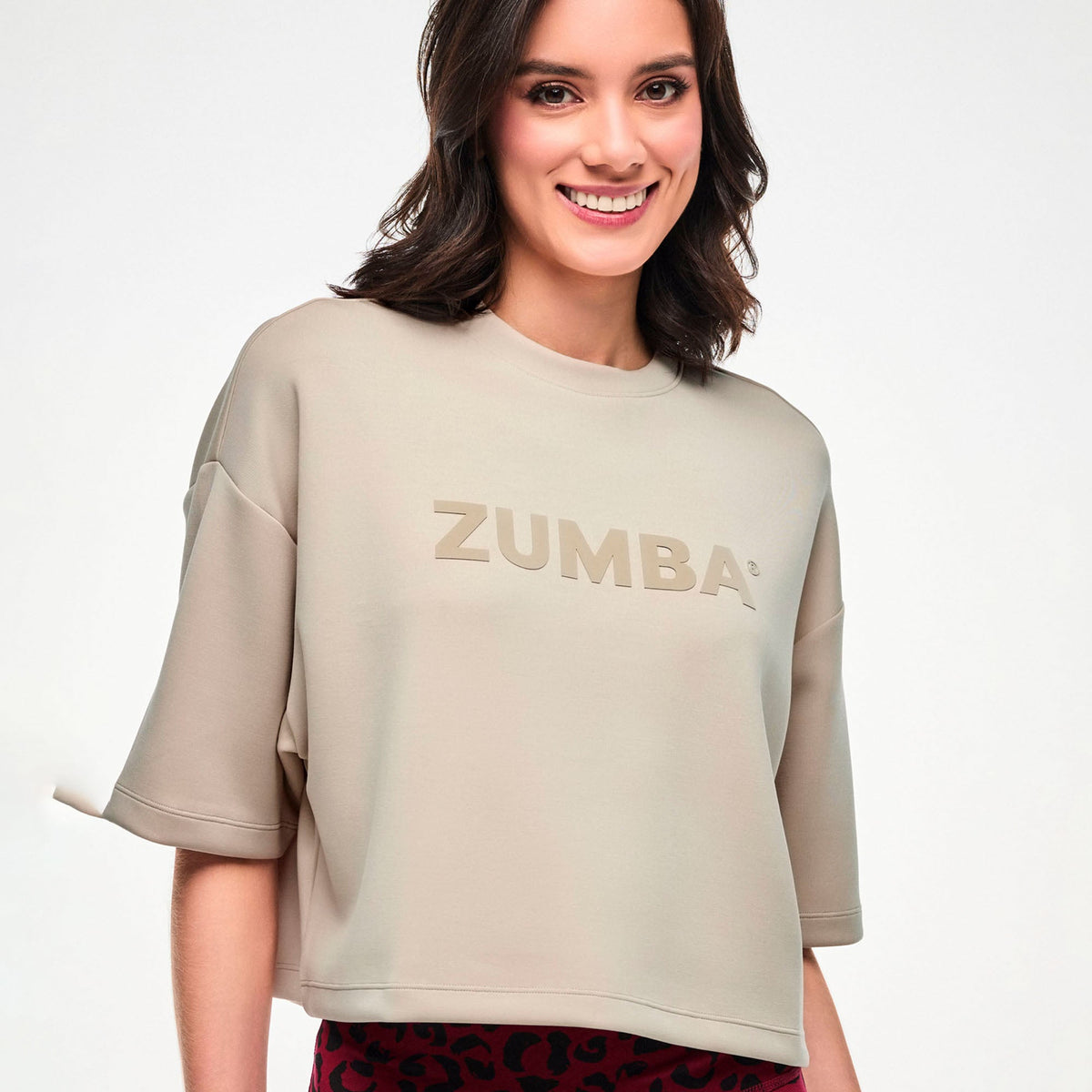 Zumba Modal Drop Shoulder Top - Teal Tango / Beige Z1T001332