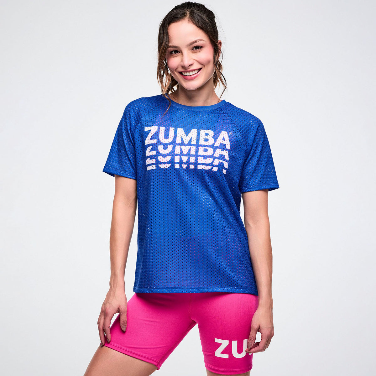 Color Spree Mesh Crew Neck Raglan Sleeve Top -  So Into Blue Z1T001339