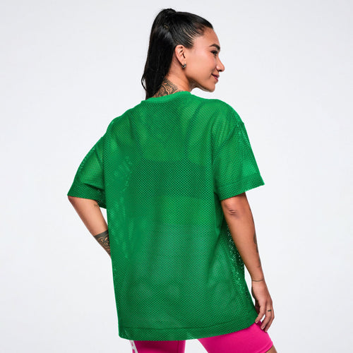 Color Spree Boxy Mesh Top - Groovin' Green Z1T001345