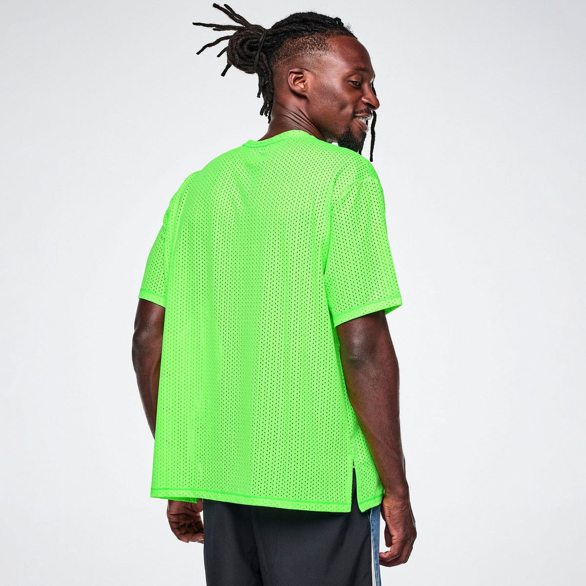 Ultrabright Mesh Boxy Top With Side Slits - Green Z1T001419