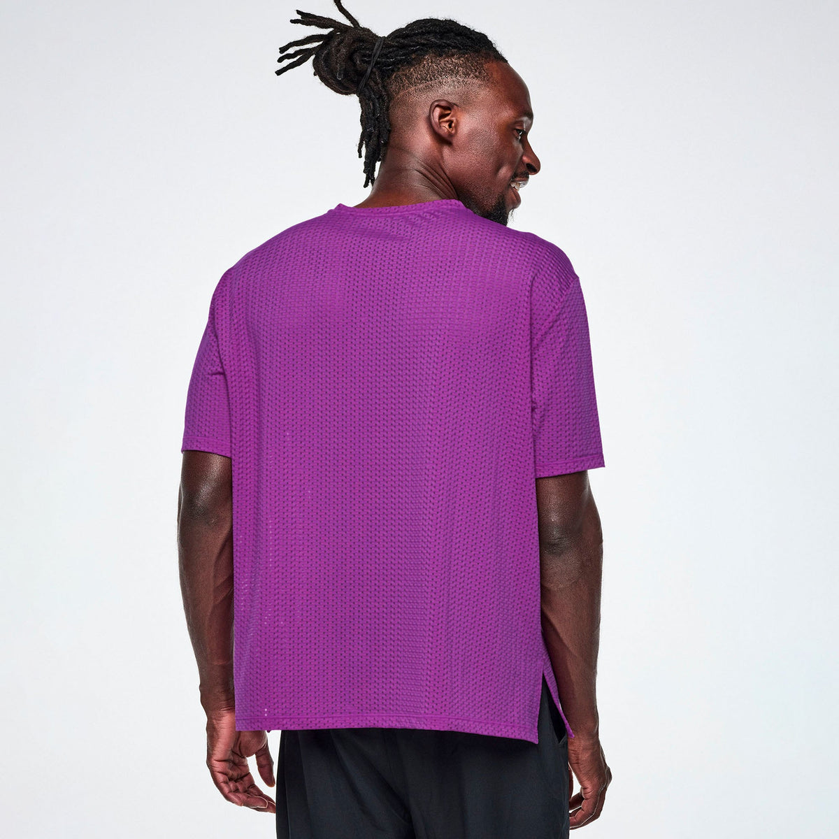 Ultrabright Mesh Boxy Top With Side Slits - Purple Power Z1T001419