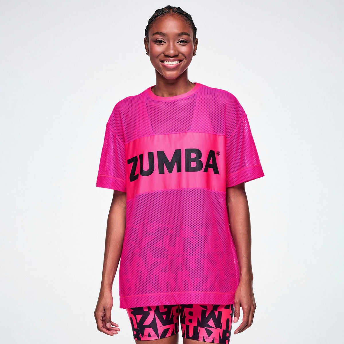 Ultrabright Mesh Boxy Top - Shocking Pink Z1T001420