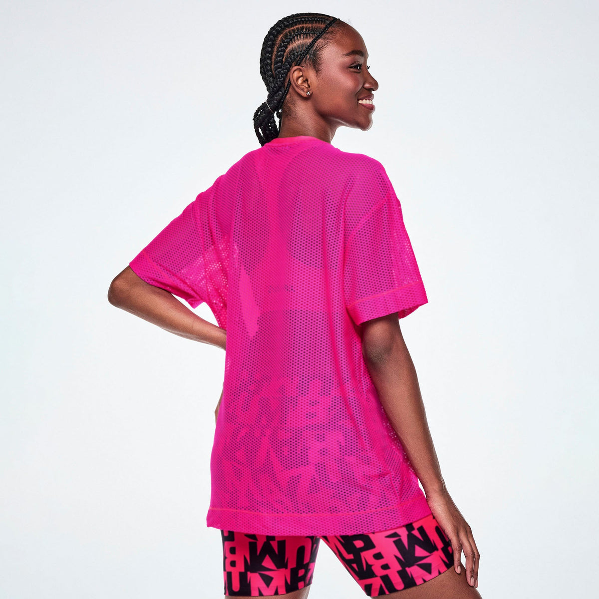 Ultrabright Mesh Boxy Top - Shocking Pink Z1T001420