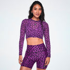 Ultrabright Long Sleeve Mesh Crop Top - Snakeskin Z1T001422
