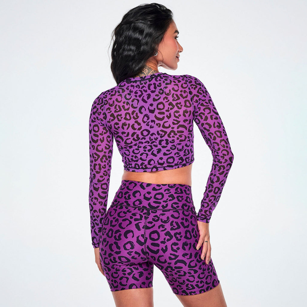 Ultrabright Long Sleeve Mesh Crop Top - Snakeskin Z1T001422