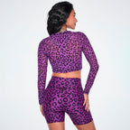 Ultrabright Long Sleeve Mesh Crop Top - Snakeskin Z1T001422