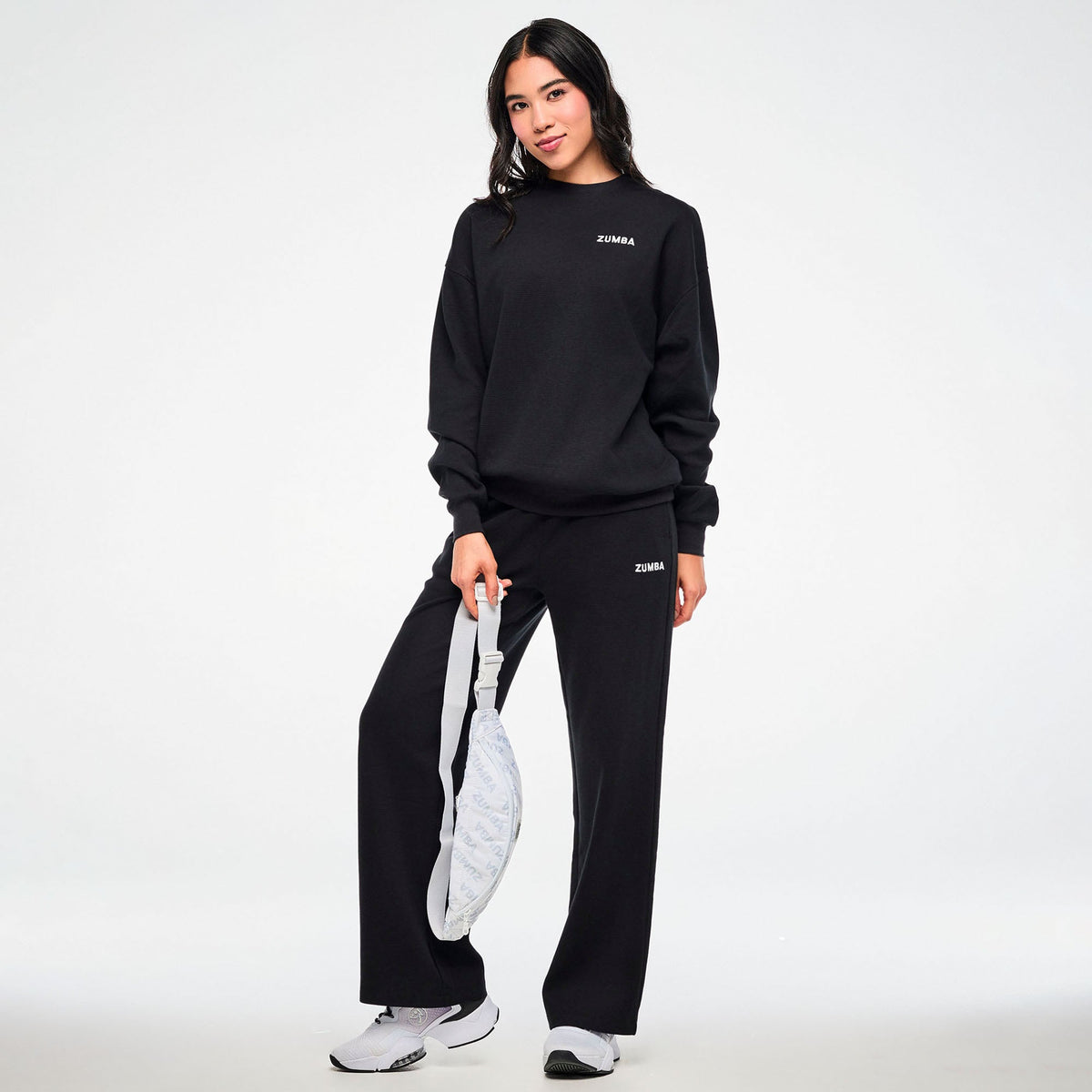 Zumba Basic Oversized Waffle Sweatshirt - Bold Black Z1T001444