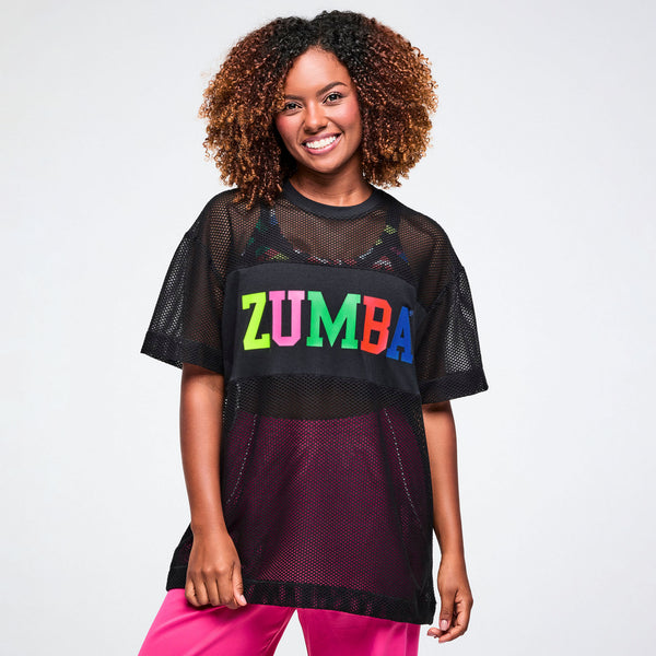 Zumba Worldwide Boxy Mesh Top - Bold Black Z1T001456