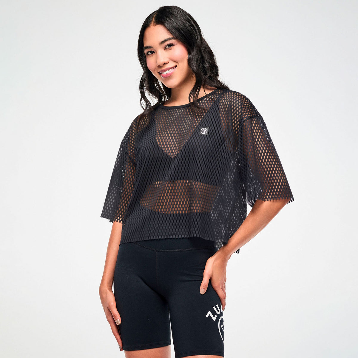 Zumba Basic Mesh Crop Top - Bold Black Z1T001483