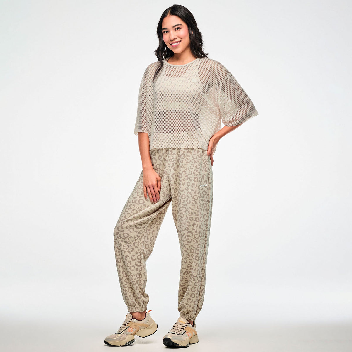 Zumba Mesh Crop Top - Brick Red / Beige Z1T001484