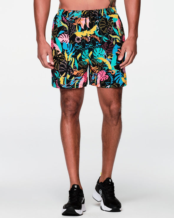 Zumba Palm Party Shorts - Bold Black Z2B000040