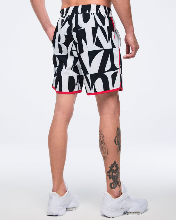 Zumba Haus Men's Woven Short With Binding - Black/White Z2B000067