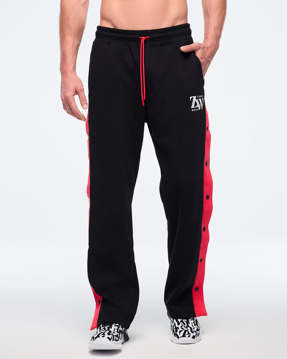 Zumba Haus Men's Knit Pants With Side Snaps - Bold Black Z2B000069