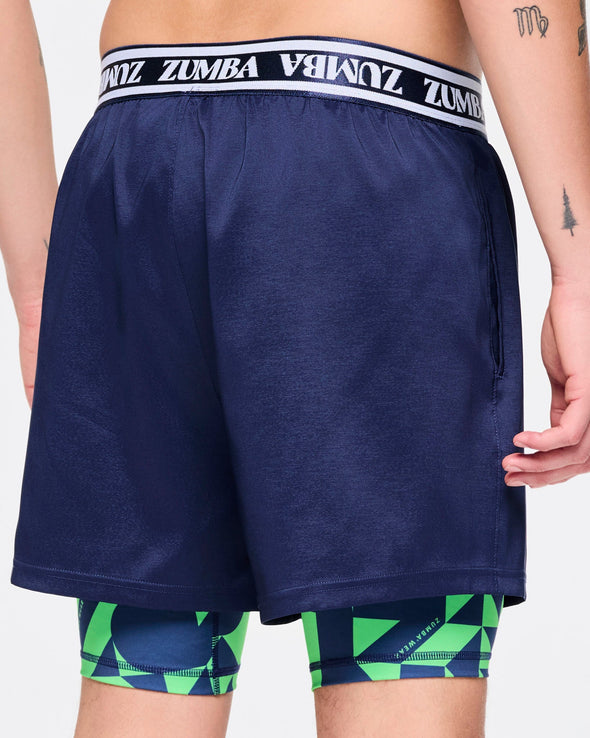 Zumba Out Loud Men's Shorts With Inner Liner - Let's Go Indigo Z2B000070