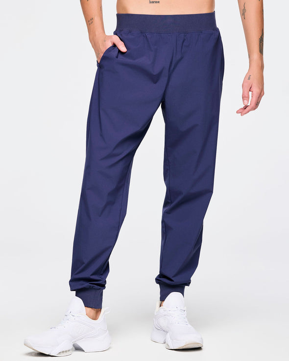 Zumba Out Loud Men's Stretch Woven Slim Ankle Joggers - Let's Go Indigo Z2B000072