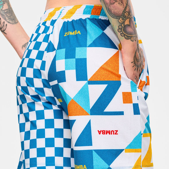 Zumba Rays Men's Woven Shortsk - White/Aqua Z2B000073