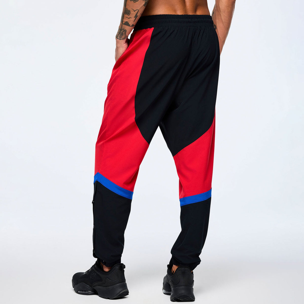 Men's Woven Track Pants With Inserts And Side Snaps - Bold Black Z2B000076