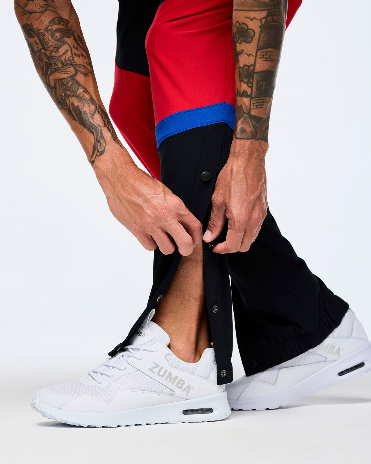 Men's Woven Track Pants With Inserts And Side Snaps - Bold Black Z2B000076