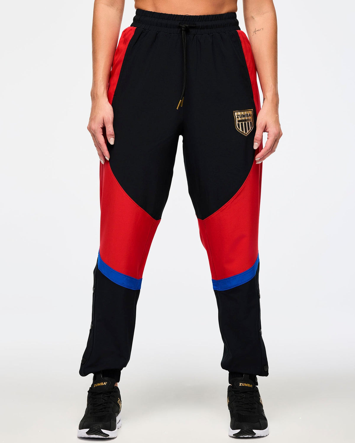Men's Woven Track Pants With Inserts And Side Snaps - Bold Black Z2B000076