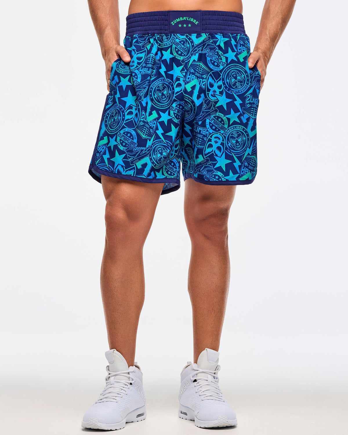 Zumba Libre Men's Woven Short - Blue/Green Z2B000080