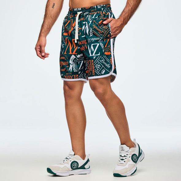 Class of 2001 Men's Woven Shorts - Dark Green/Orange Z2B000086