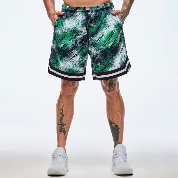 Apres Zumba Men's Mesh Shorts - Black/Green Z2B000088