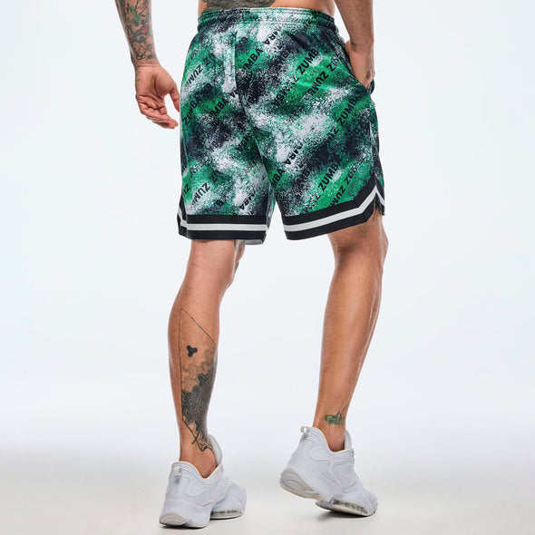 Apres Zumba Men's Mesh Shorts - Black/Green Z2B000088