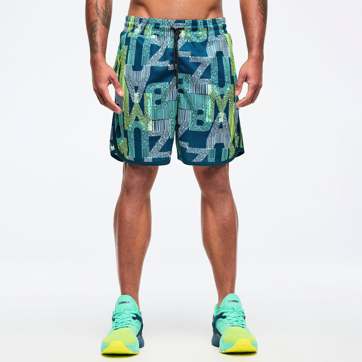 Latin Movement Men's Mesh Shorts - Teal/Green Z2B000098