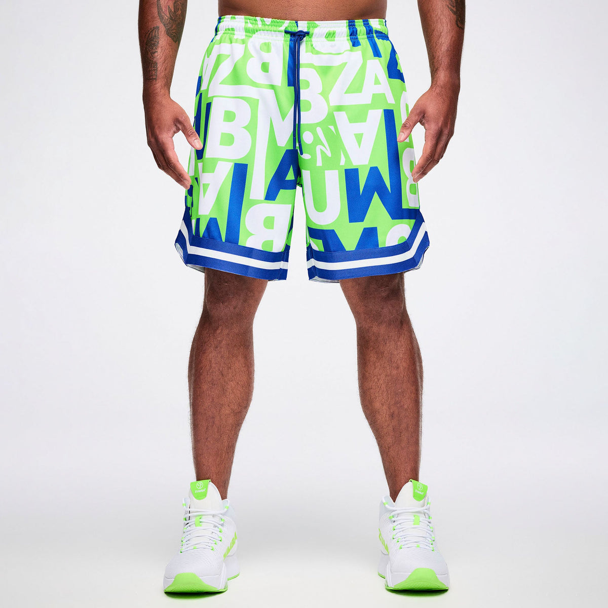 Dale-Z Men's Mesh Shorts - Green/Blue Z2B000119