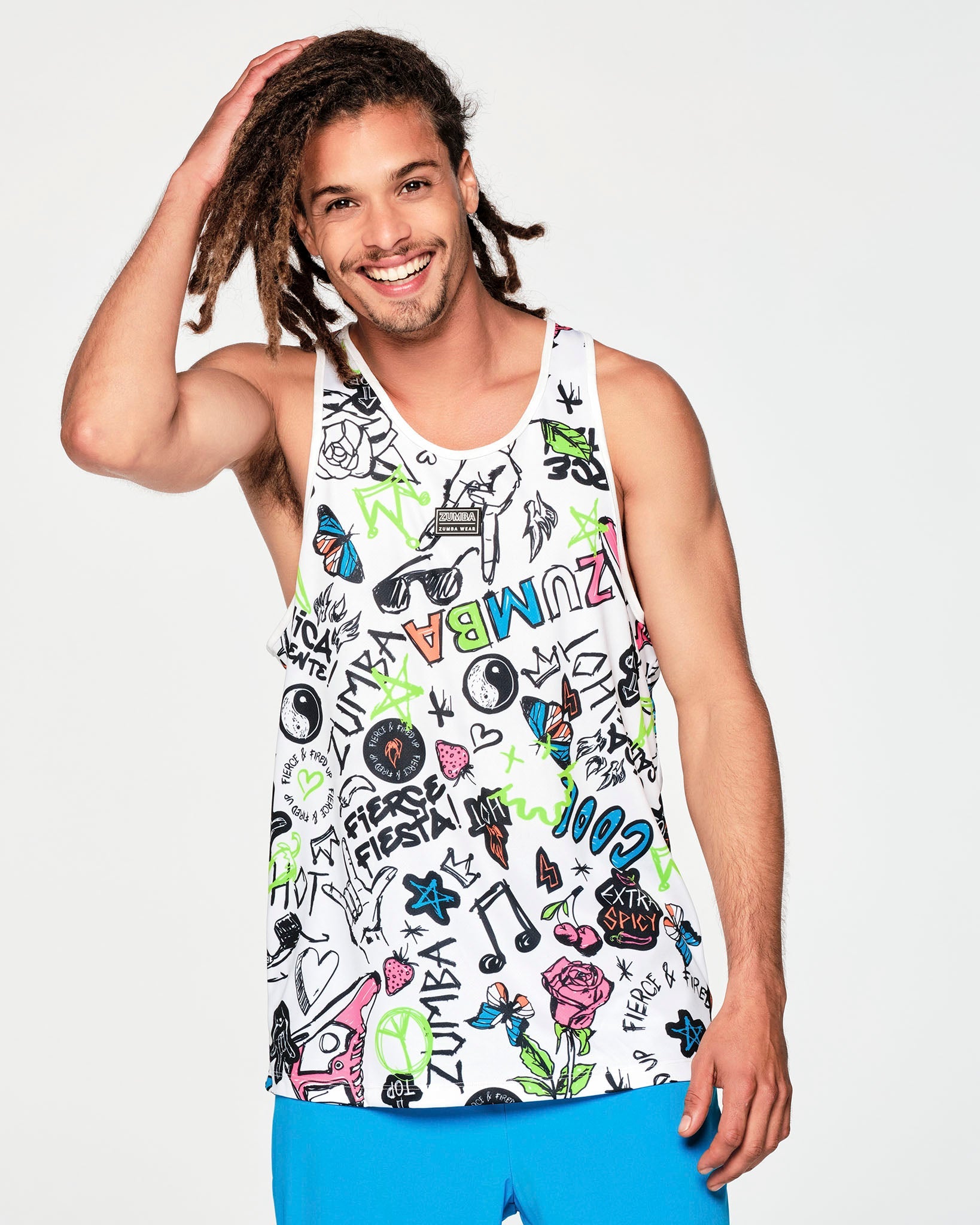 ユニセックス♪ズンバ Zumba Fired Up Men's Tank-Multi Zumba Fired Up Men's Tank - Multi Z2T000051 – Natysports