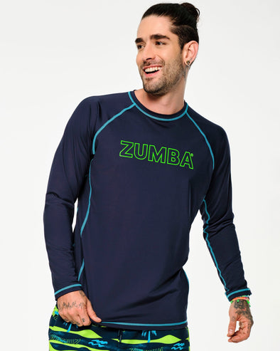 Zumba Sun And Swim Long Sleeve Rashguard - Let's Go Indigo Z2T000055