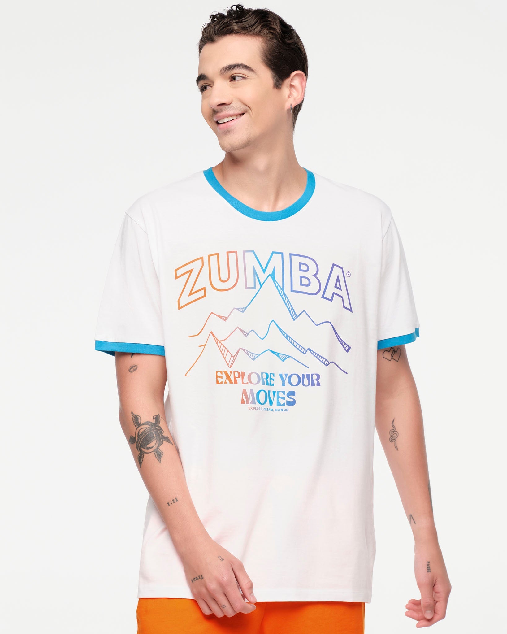 新作♪ユニセックスZumba Explore Men's Ringer Tee- White Zumba Explore Men's Ringer Tee - Wear It Out White Z2T000062