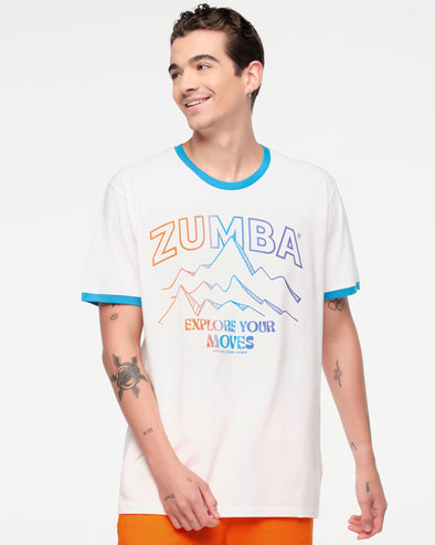 Zumba Explore Men's Ringer Tee - Wear It Out White Z2T000062