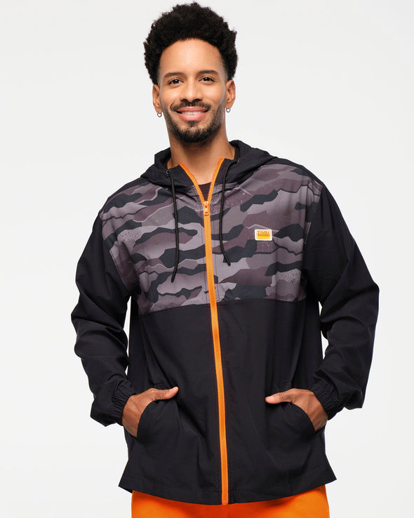 Zumba Explore Men's Hooded Windbreaker Jacket  - Bold Black Z2T000063