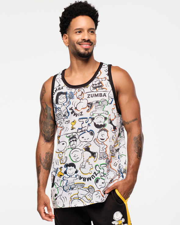 Zumba X Peanuts Men's Basketball Tank -  Wear It Out White Z2T000064