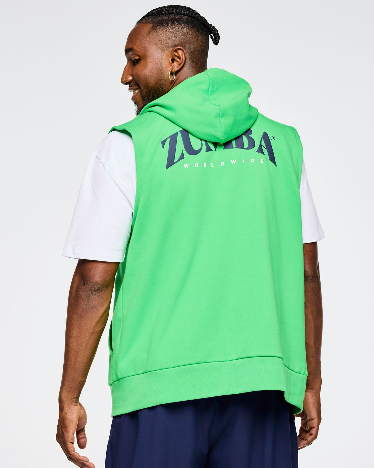 Zumba Out Loud Men's Sleeveless Zip Up Hoodie - Green Light Z2T000073