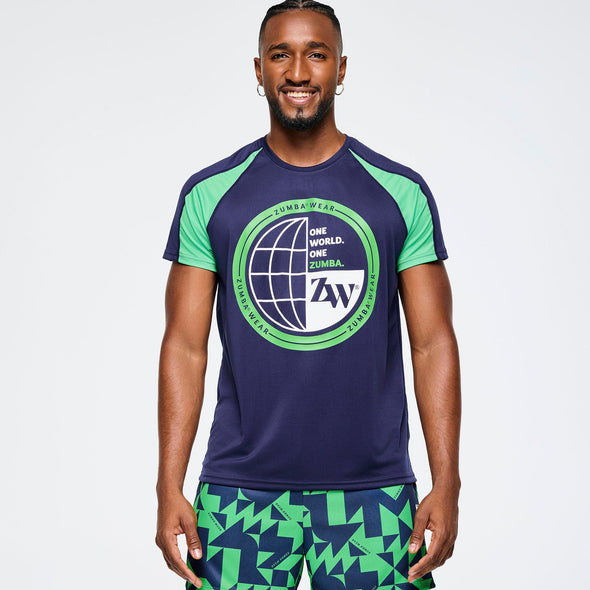 Zumba Out Loud Men's Raglan Crew Neck - Let's Go Indigo Z2T000074