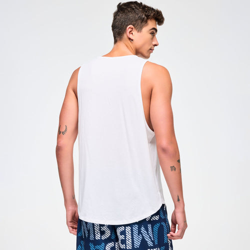 Blue Jean Men's Open Neck Tank - Wear It Out White Z2T000078