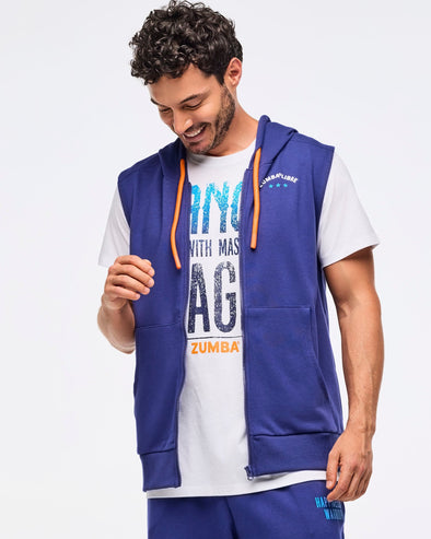 Zumba Libre Men's Sleeveless Zip-Up Hoodie - Soft Navy Z2T000092